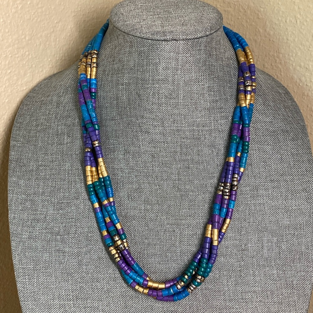 Vintage Twist Purple/Blues and Gold Necklace